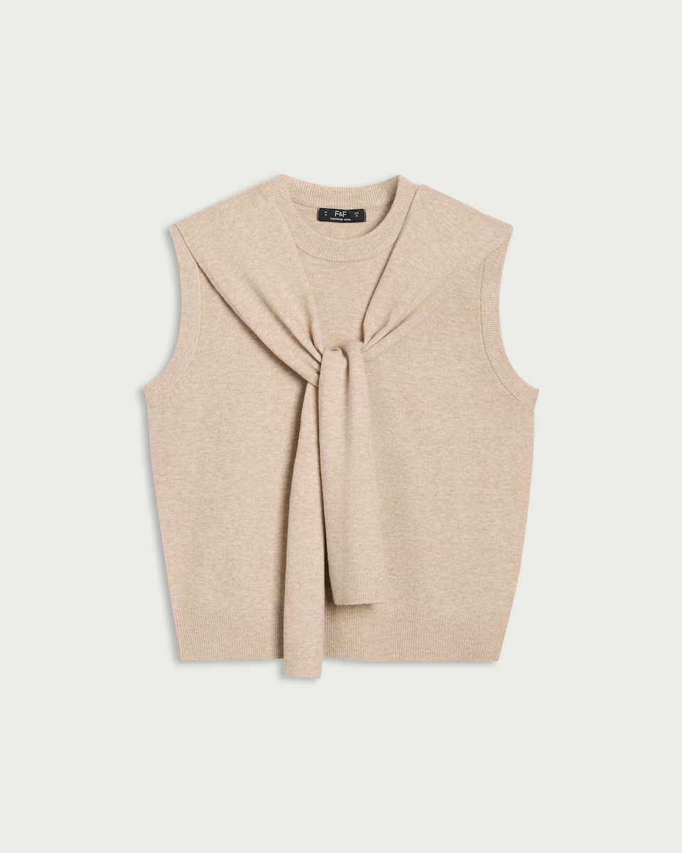 image 1 of F&F Knitted Scarf Neck Jumper in Neutral