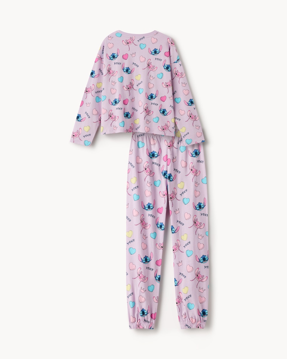 image 1 of Stitch Pure Cotton Pyjama Set in Lilac