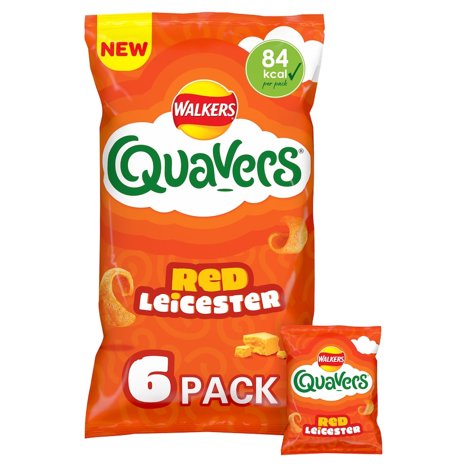 image 1 of Walkers Quavers Red Leicester Multipack Crisps 6 x 16g