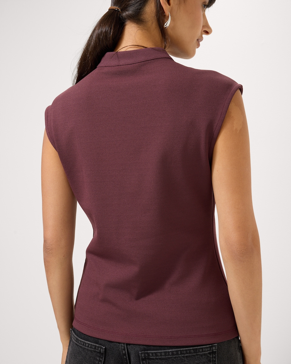 image 1 of F&F High Neck Collared Top in Purple