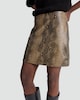 image 1 of F&F Faux Leather Snake Print Mini Skirt in Brown