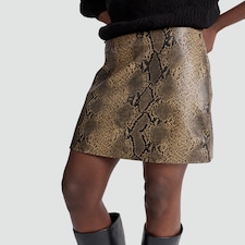 F&F Faux Leather Snake Print Mini Skirt in Brown