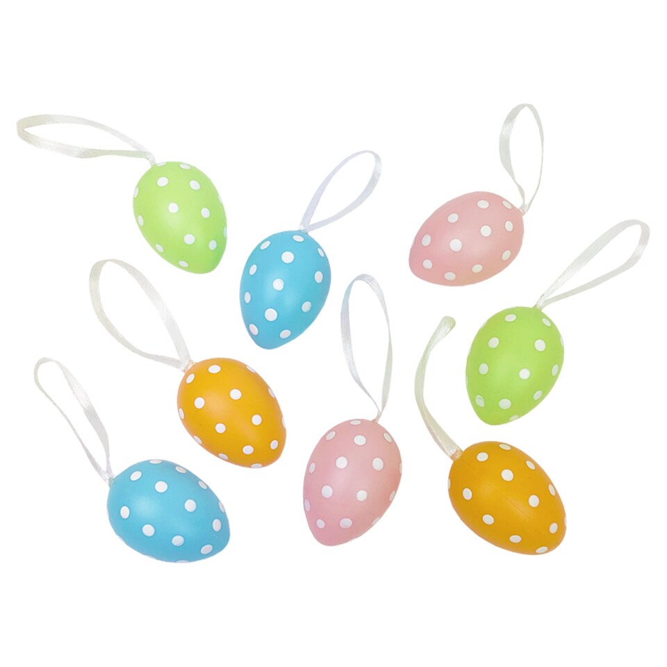 Tesco Easter Polka Dot Hanging Egg Decoration 8Pk Tesco Groceries