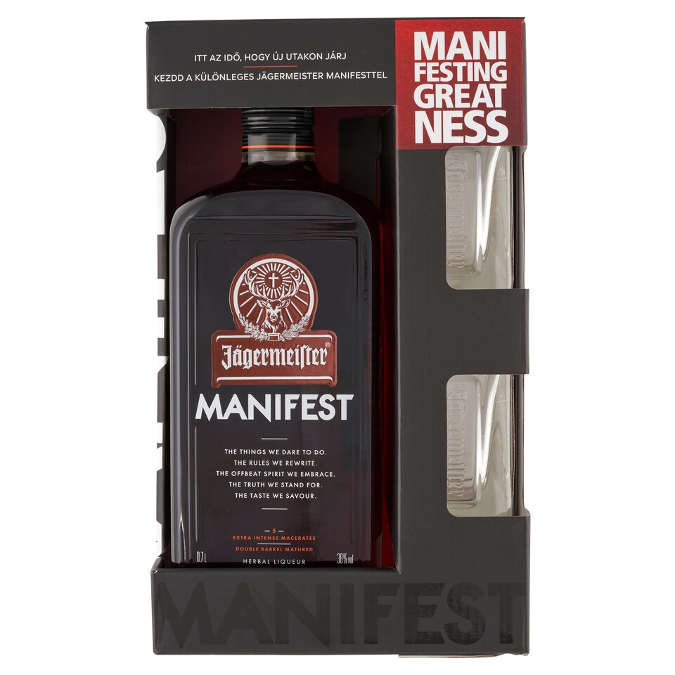 Jägermeister Manifest gyógynövénylikőr 2 pohárral 38% 0,7 l  1. kép