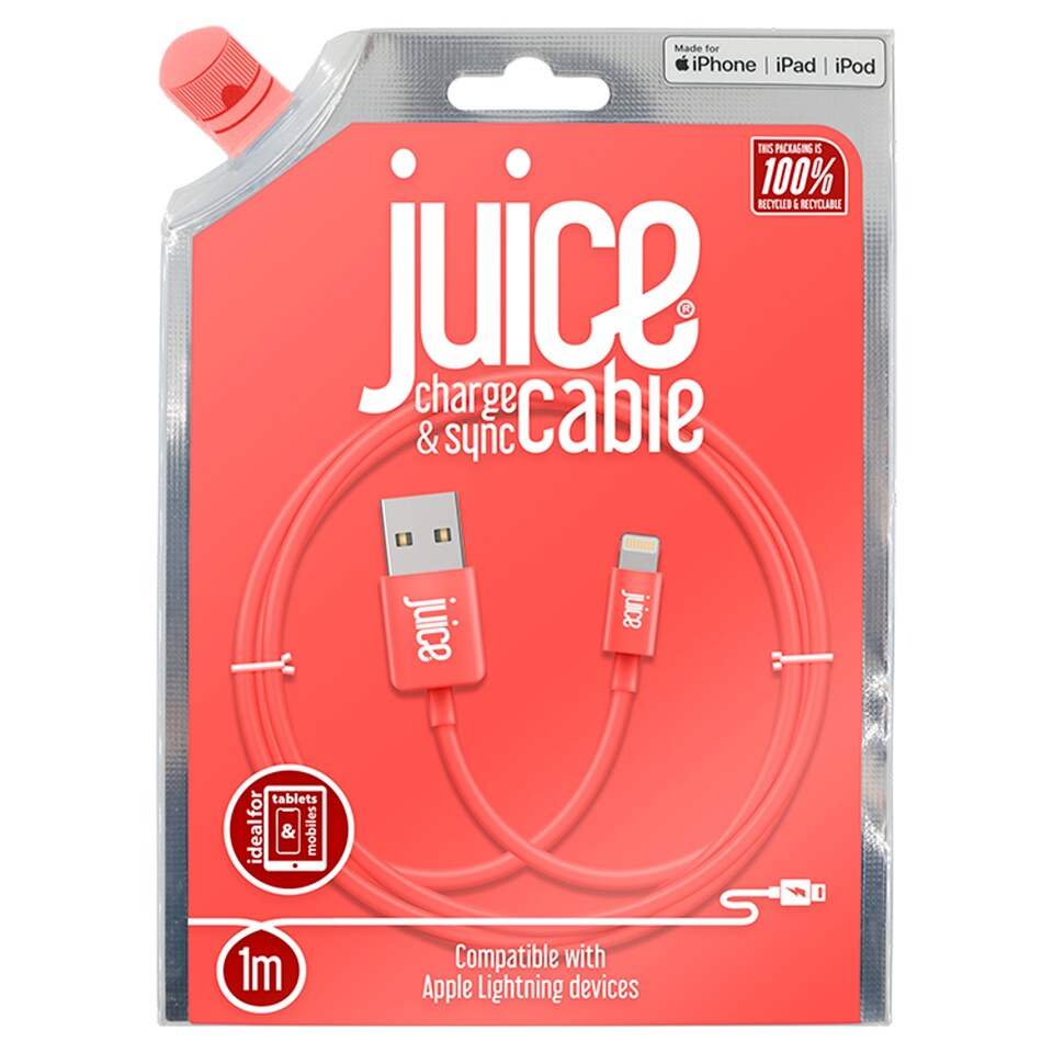Juice Apple Lightning 1m Charging Cable Coral