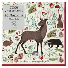 Tesco Woodland Napkin 3Ply 20 Pack
