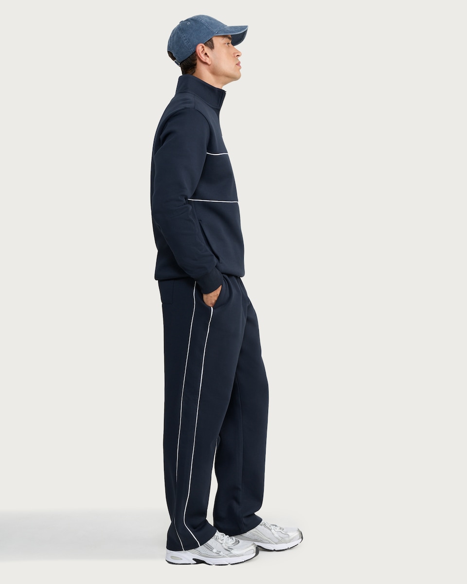 image 1 of F&F Cotton Rich Regular Fit Half Zip Co-ord Sweatshirt in Navy