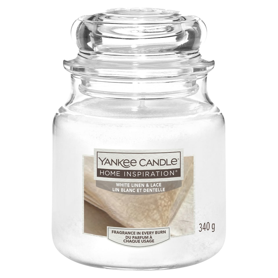 image 1 of Yankee Candle Medium Jar White Linen & Lace