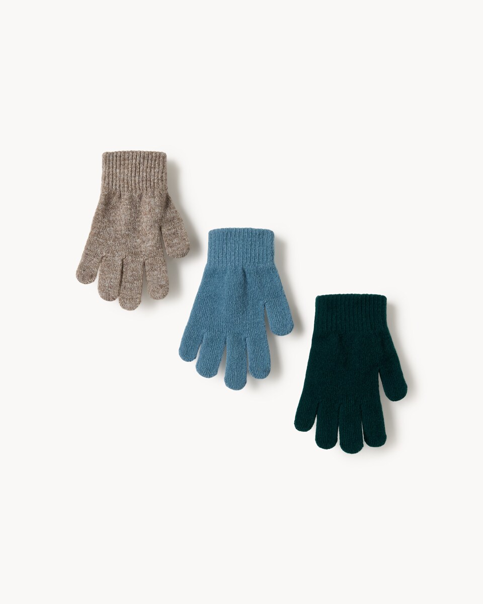 image 1 of F&F Boys 3-Pack Knitted Magic Gloves in Multi