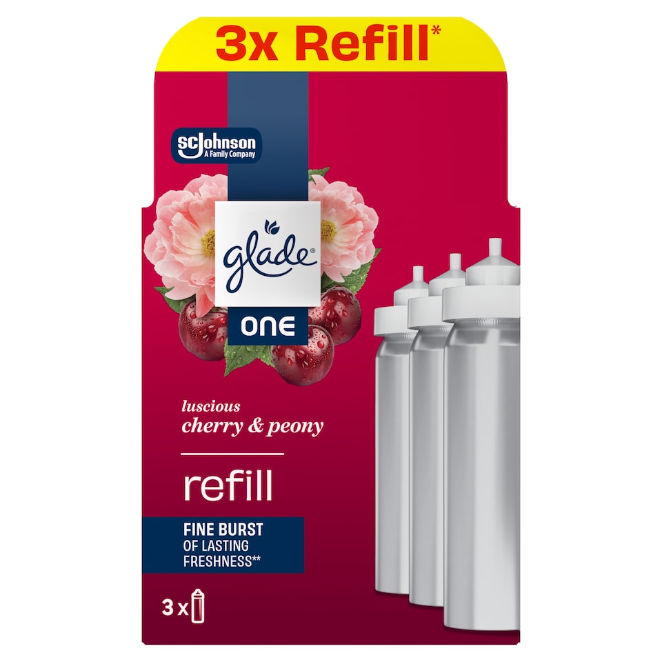 Glade One Luscious Cherry & Peony koncentrált légfrissítő aeroszol utántöltő 3 x 10 ml (30 ml)