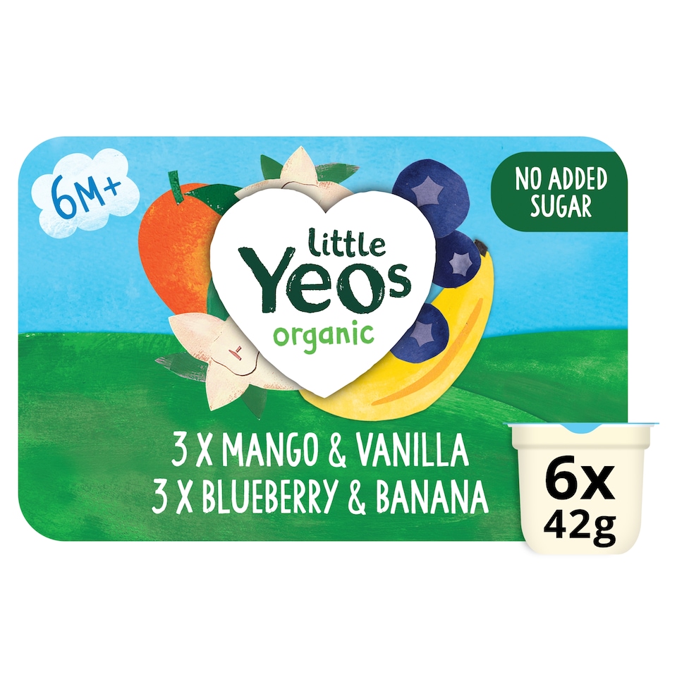 Yeo Valley Organic Little Yeos No Added Sugar Kids Yogurt 6x42g