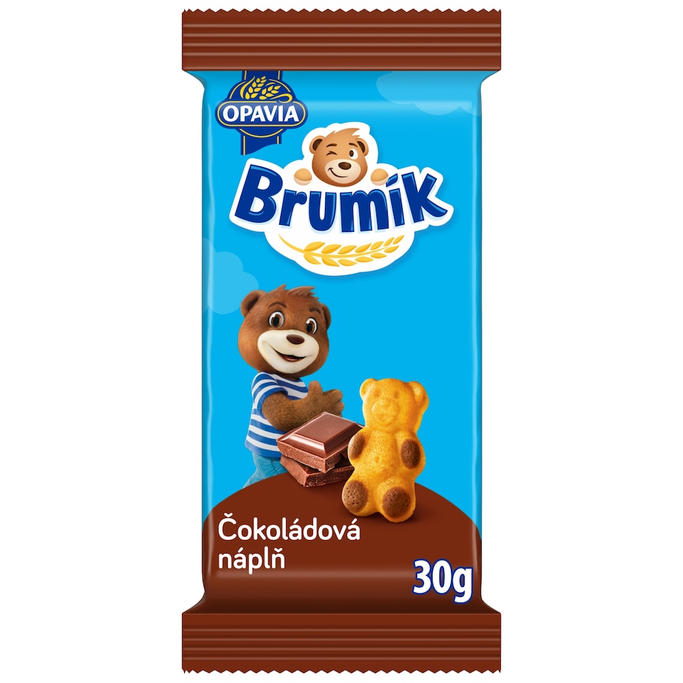 Opavia Brumík s čokoládovou náplní Jemné pečivo Bez barviv a konzervantů Individuální balení 30 g