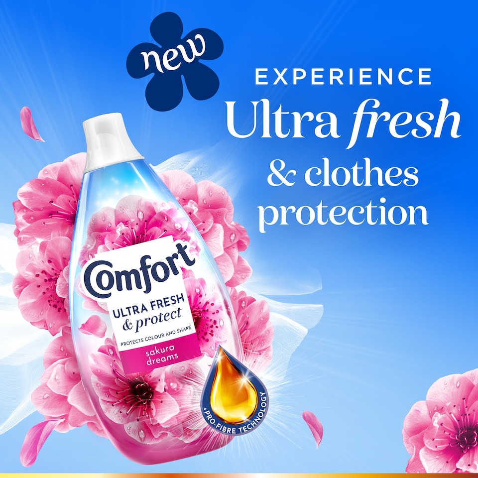 image 1 of Comfort Ultra Fresh & Protect Fabric Conditioner Sakura Dreams 58 Washes 870ml