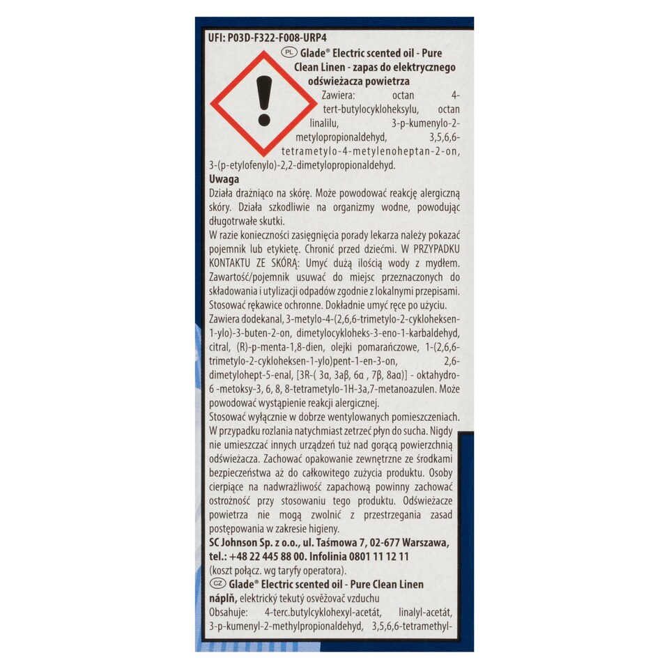 obrázok 1 z Glade Pure Clean Linen elektrický tekutý osviežovač vzduchu náplň 20 ml 