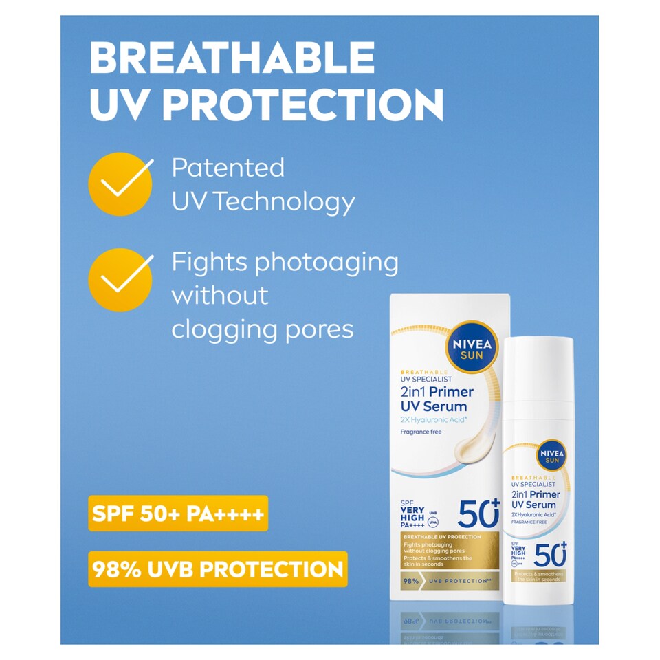 image 1 of NIVEA SUN UV Face 2in1 Daily Primer Serum SPF50+ 30ml