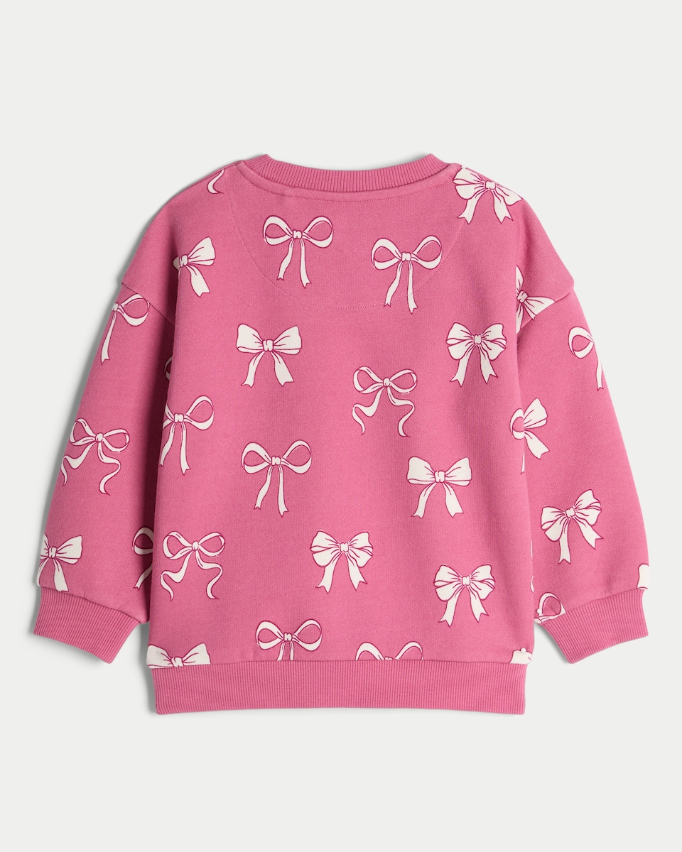 image 1 of F&F Girls 2-Pack Cotton Rich Bow Print and Heart Sweatshirts in Cream