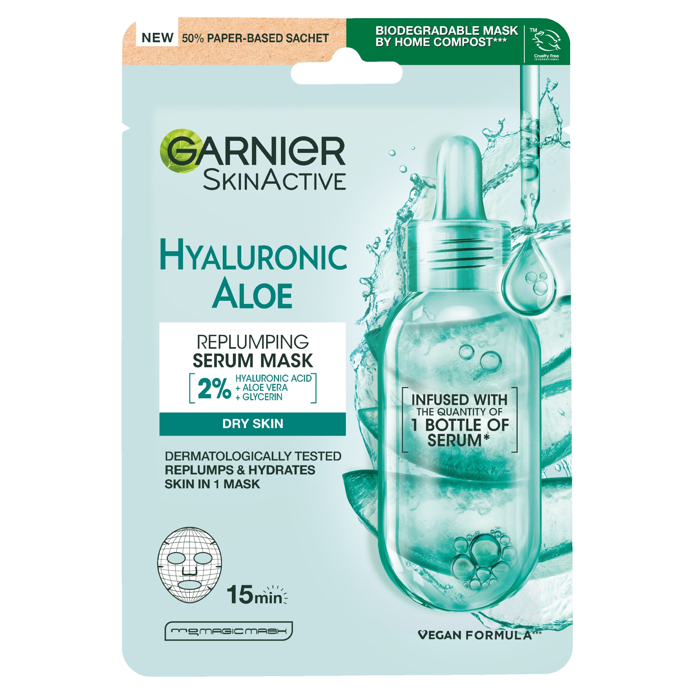 Garnier Hyaluronic Aloe Replumping Serum Mask 28g