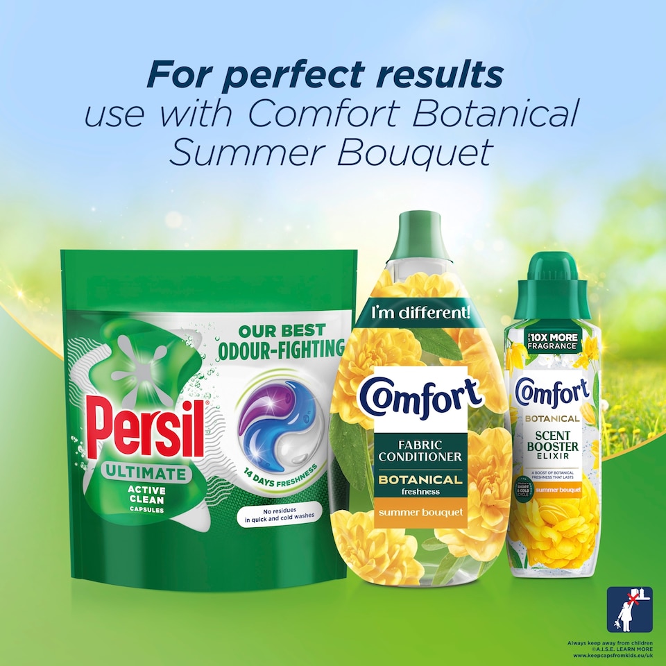 image 1 of Persil Ultimate Active Clean Laundry Washing Detergent Capsules 44 Washes 928g