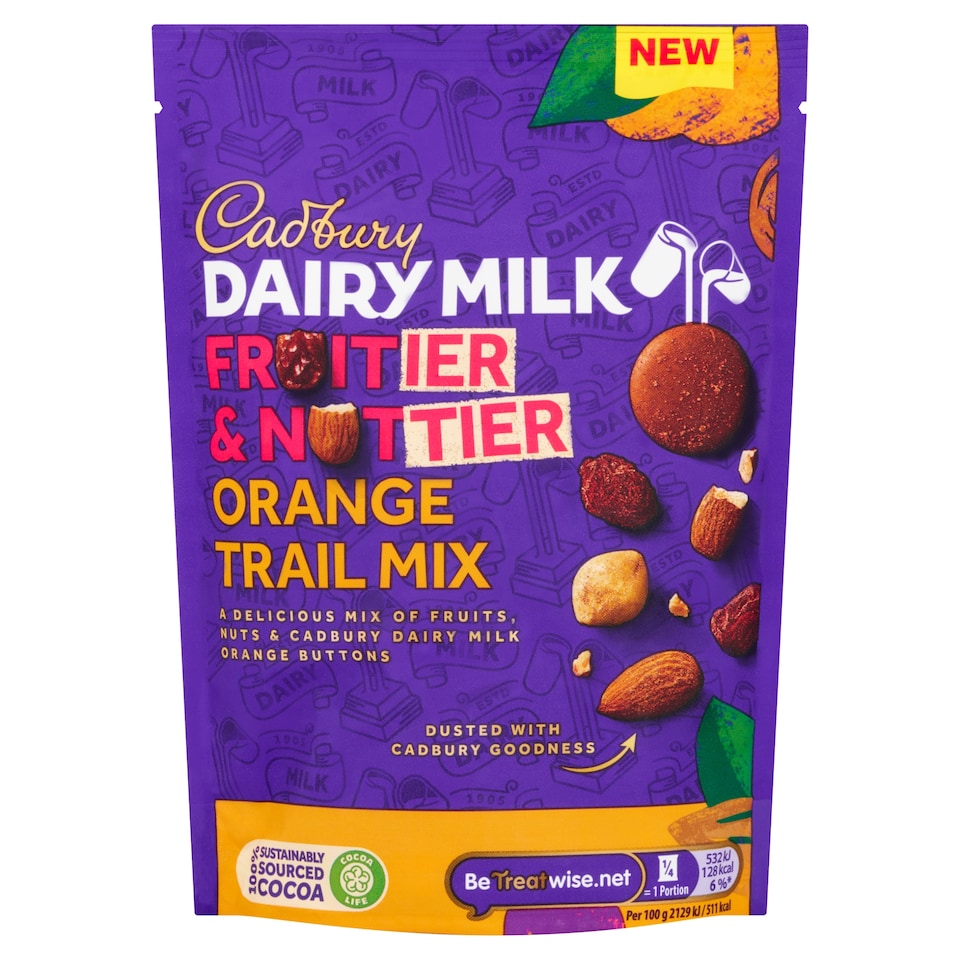 Cadbury Dairy Milk Fruitier & Nuttier Orange Trail Mix 100G