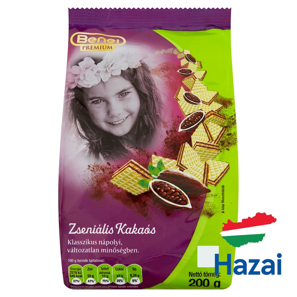 Benei Premium Zseniális Kakaós Wafers with Cocoa Cream Filling 200 g