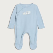 F&F Baby Pure Cotton I Love Mummy Sleepsuit in Blue