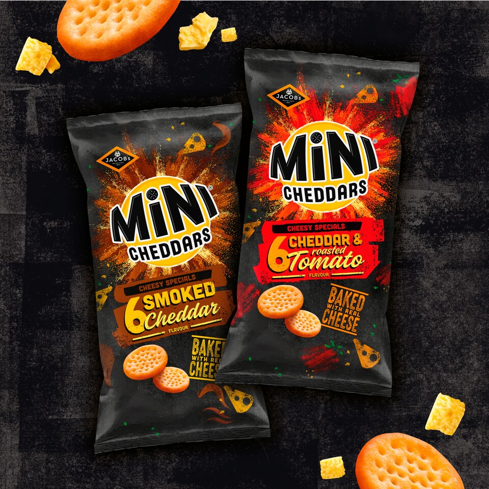 image 1 of Jacob's Mini Cheddars Smoked Cheddar Flavour Baked Snacks 6 x 23g