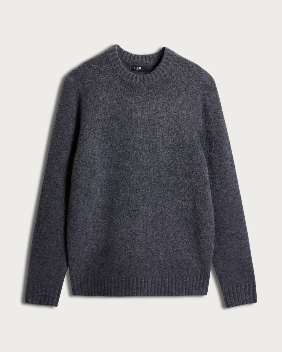 image 1 of F&F Knitted Crew Neck Jumper with Wool in Grey
