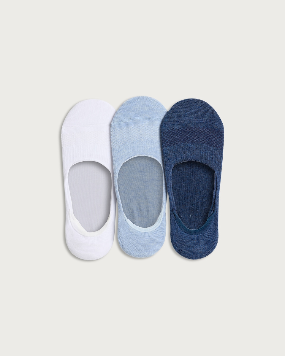 F&F Active 3-Pack Cotton Blend Footsies in Blue