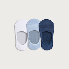 F&F Active 3-Pack Cotton Blend Footsies in Blue