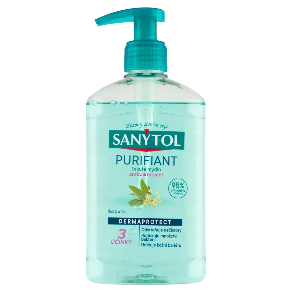 image 1 of Sanytol Dermaprotect Purifiant Antibacterial Liquid Soap Sage and Linden 250 ml