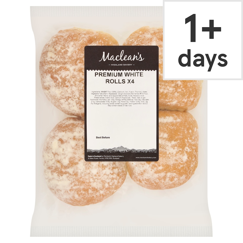 Maclean's Highland Bakery Premium White Bread Rolls 4 Pack