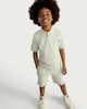 image 2 of F&F Boys 2-Piece Cotton Rich Textured Polo Shirt and Shorts Set in Mint