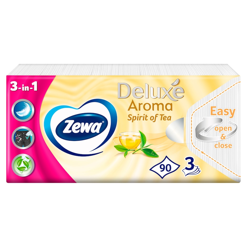 Zewa Deluxe Spirit of Tea illatosított papír zsebkendő 3 rétegű 90 db  1. kép