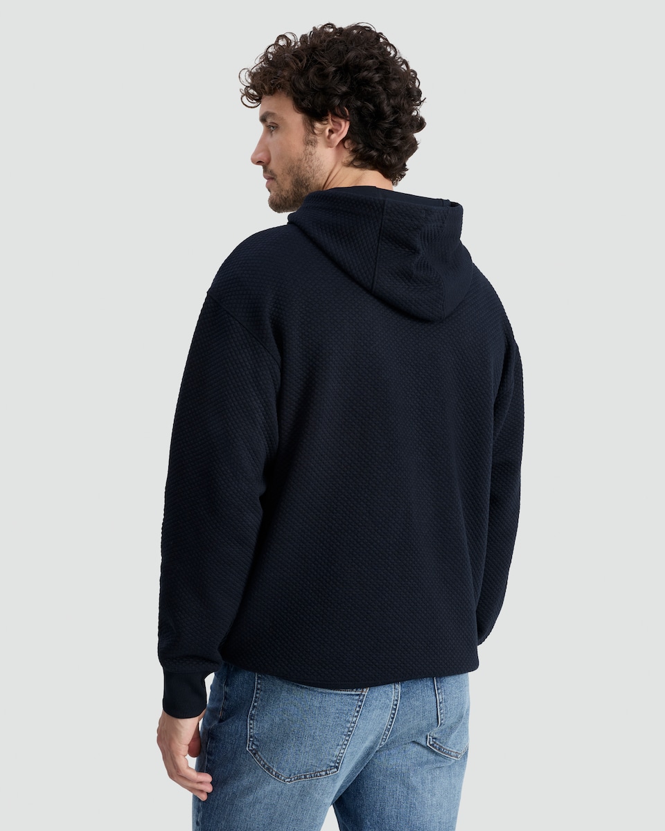 image 1 of F&F Quilted Textured Hoodie in Navy