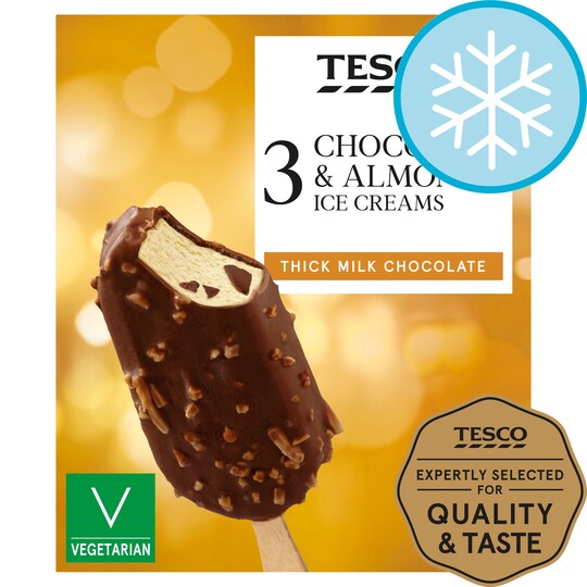 Tesco Chocolate & Almond Ice Creams 3X110ml Tesco Groceries