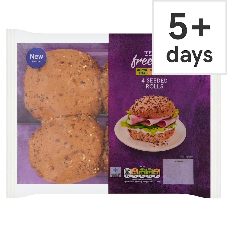 Tesco Free From Seeded Rolls 4 Pack