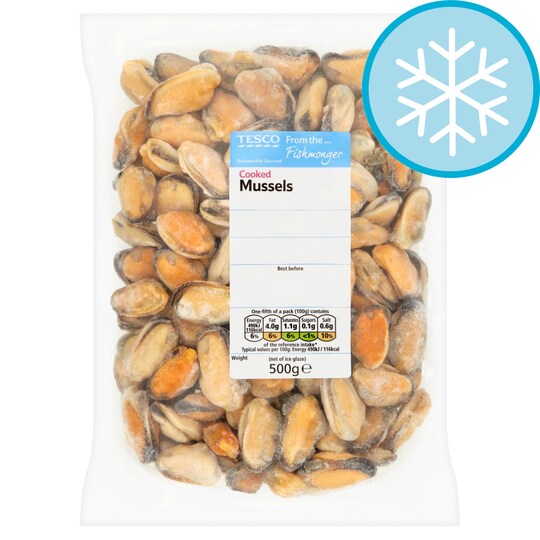 Tesco Frozen Cooked Mussels 500G Tesco Groceries