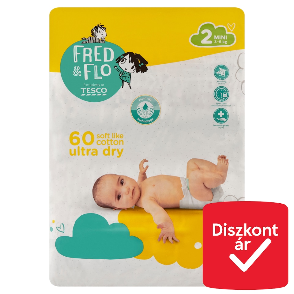 image 1 of Fred & Flo 2 Mini 3-6 kg Nappies 60 pcs