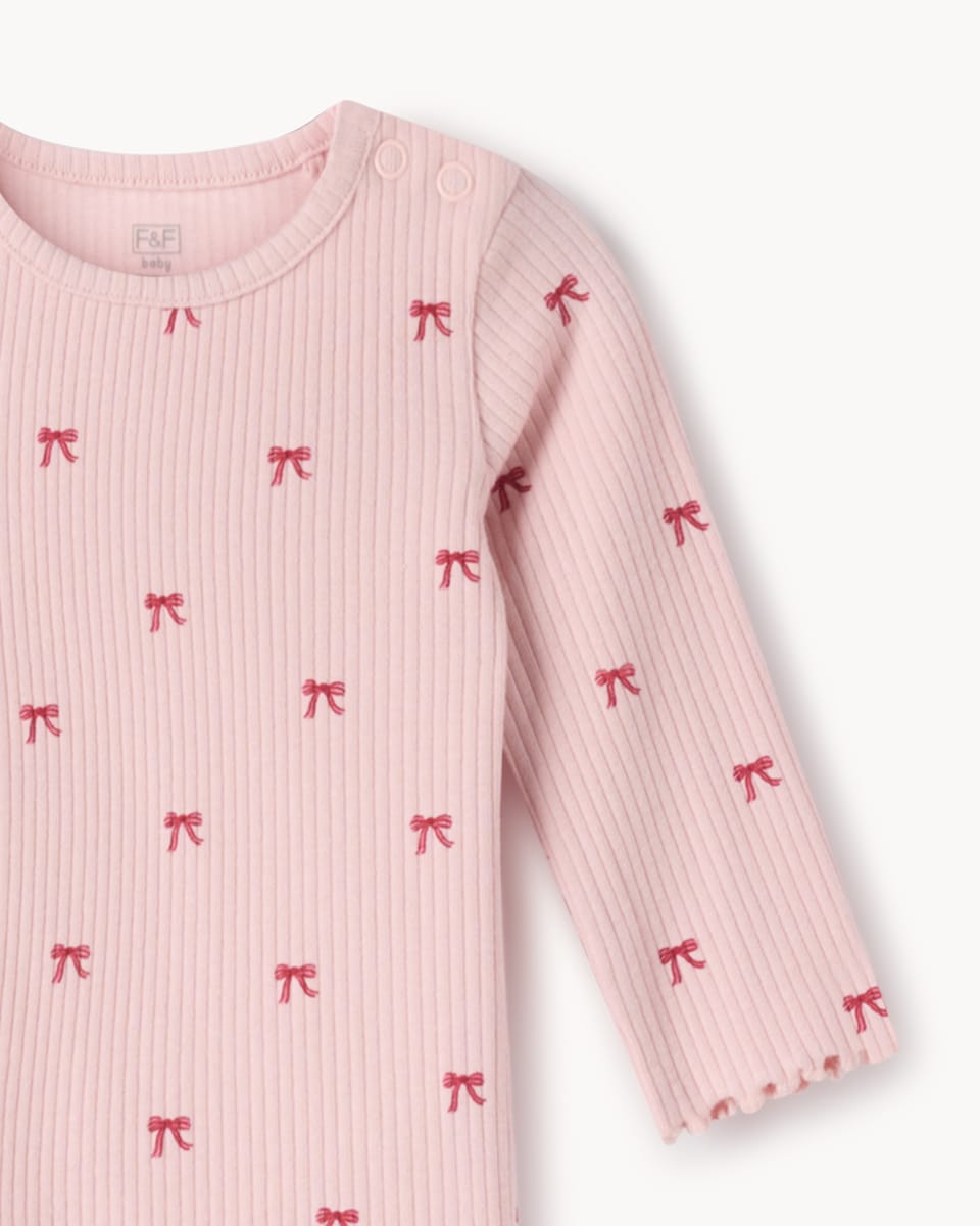 image 1 of F&F Baby Cotton Rich Printed Tops in Berry