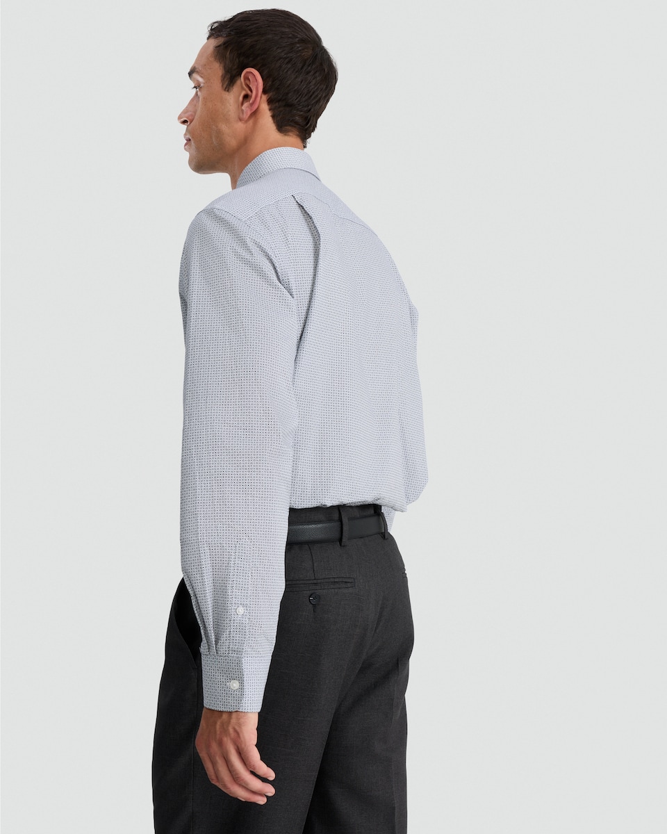 image 1 of F&F Regular Fit Geometric Print Long Sleeved Formal Shirt in Grey