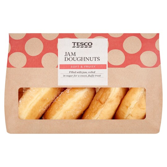 Tesco Jam Doughnuts 4 Pack Tesco Groceries