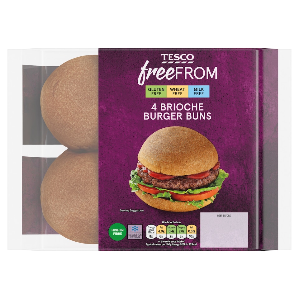 Tesco Free From Brioche Burger Buns 4 pack