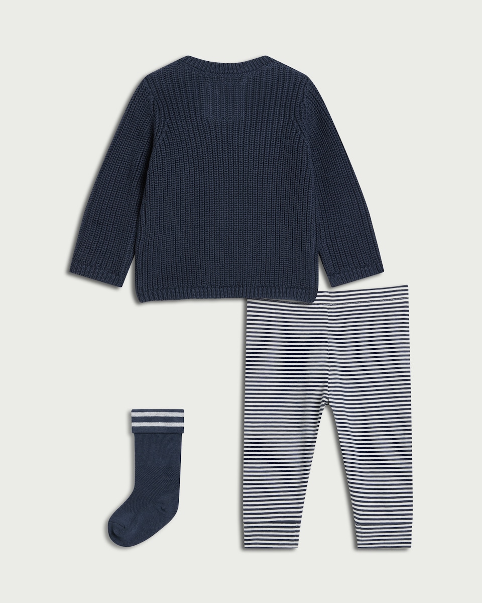 image 1 of F&F Baby 3-Piece Cotton Rich Jumper Set in Navy