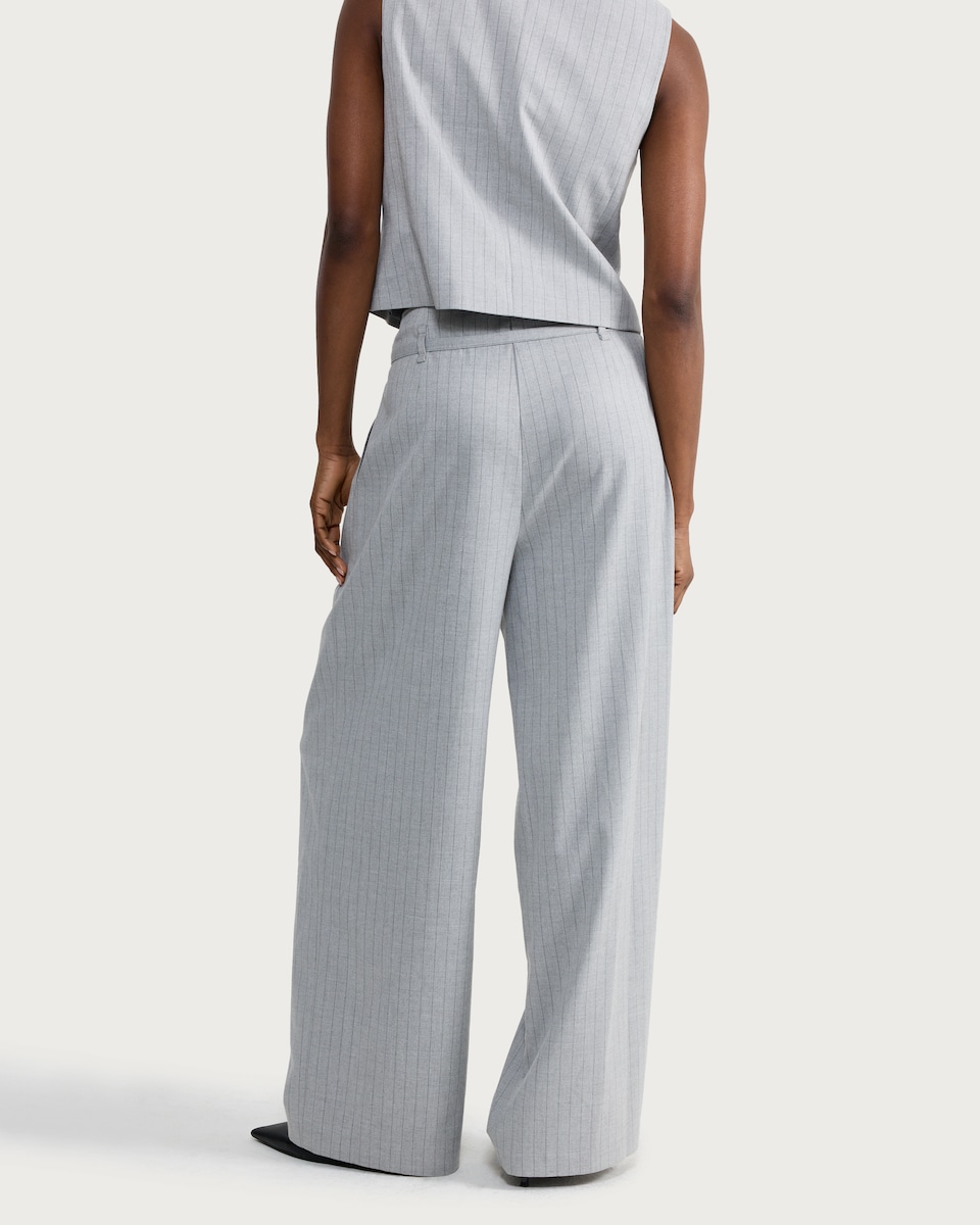 image 1 of F&F Pinstripe Wide Leg Trousers in Grey