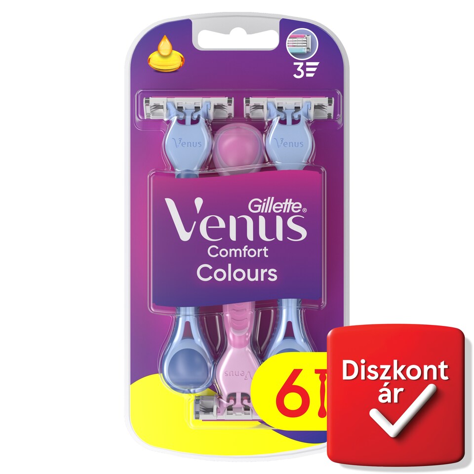 image 1 of Gillette Venus Comfort Colours Disposable Razors, Pack Of 6
