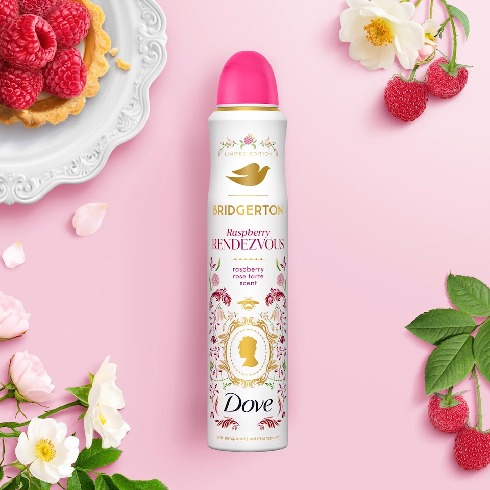 image 1 of Dove Limited Edition Bridgerton Raspberry Rendezvous 72h Antiperspirant Deodorant Spray 200ml