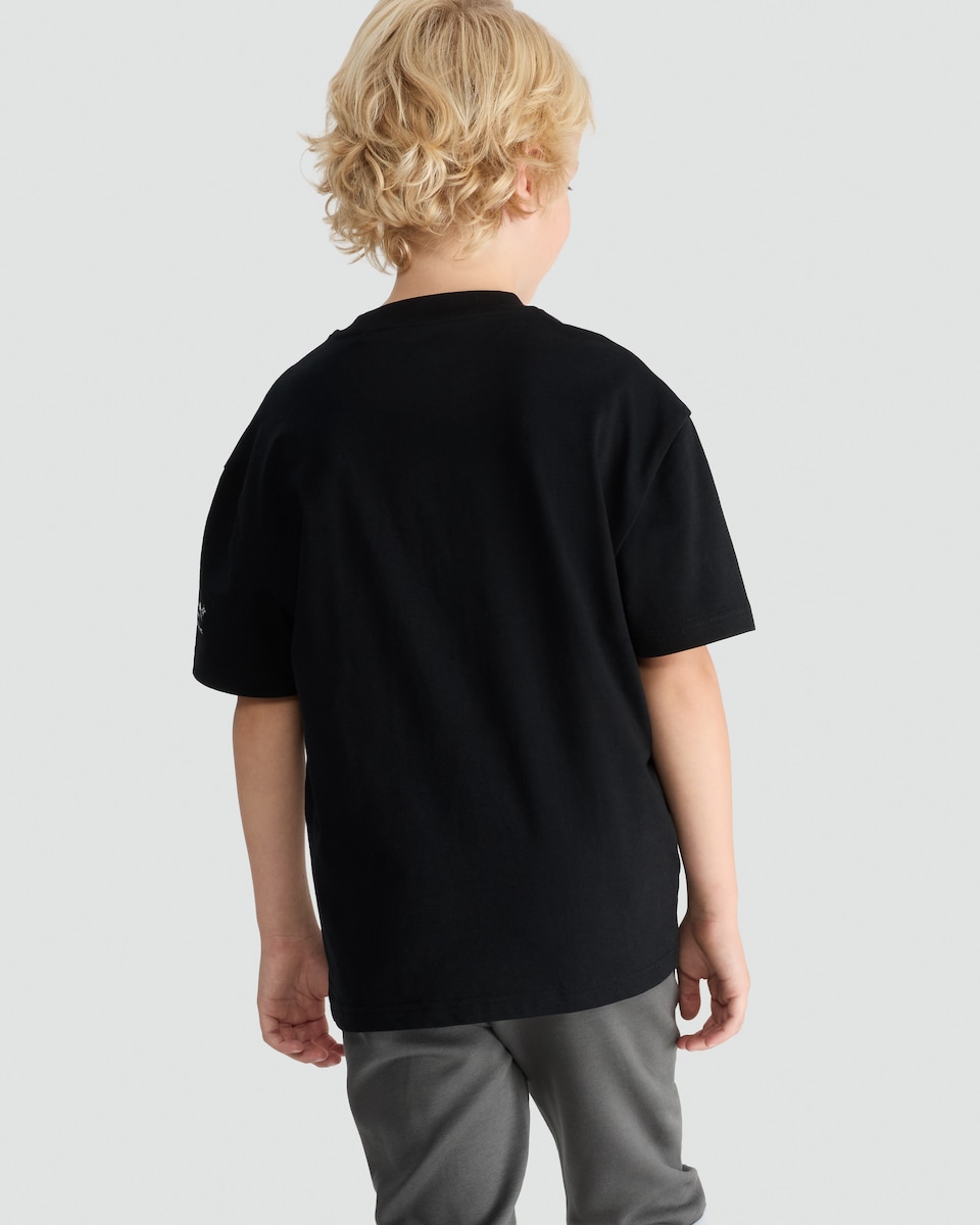 image 1 of 9 Peaks Pure Cotton Mountain Print Oversized T-Shirt in Black