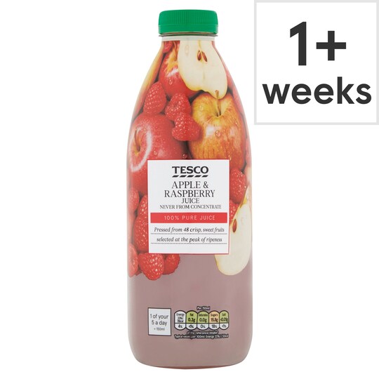 Tesco 100 Pure Pressed Apple & Raspberry Juice 1L Tesco Groceries