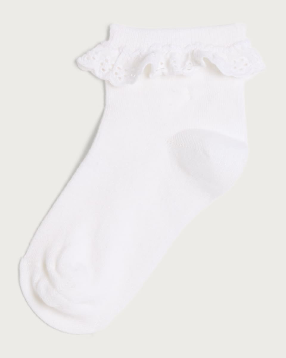 F&F School Girls 5-Pack Cotton Rich Frilly Ankle Socks in White