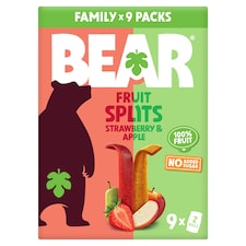 BEAR Fruit Splits Strawberry & Apple Multipack 9x20g